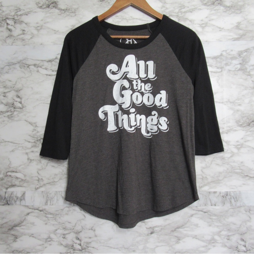 Chaser Baseball Tee Shirt All The Good Things Size Medium Black and Gray